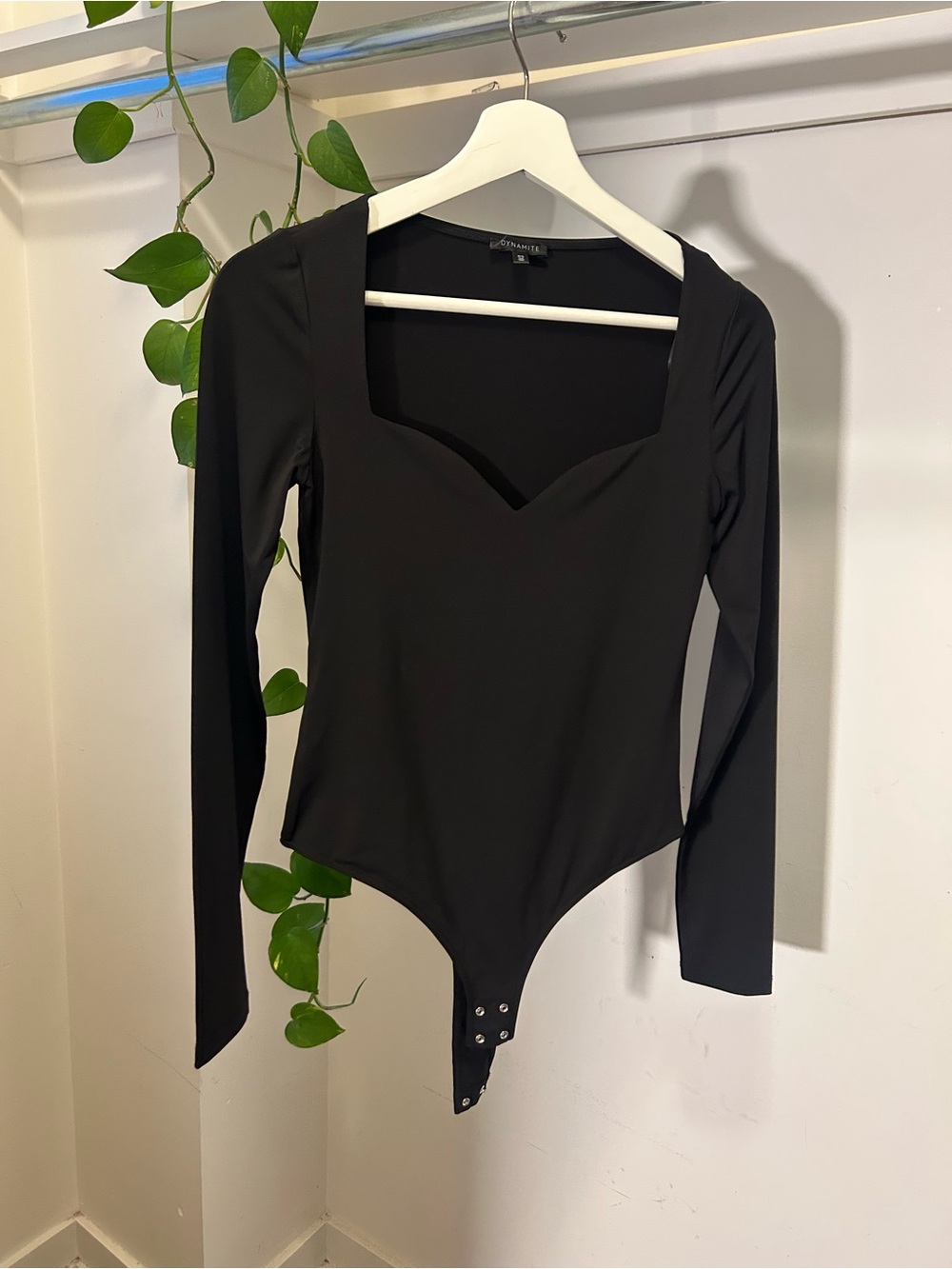 Black Long-Sleeve Square Neck Bodysuit